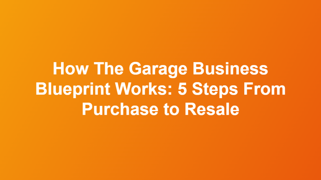 How The Garage Business Blueprint Works: 5 Steps From Purchase to Resale