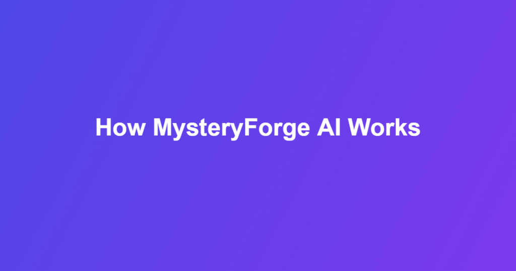 Diagram showing how MysteryForge AI works with blueprints and the MASTER_ENGINE.md prompt