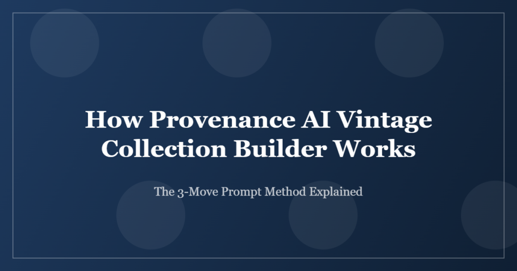How Provenance AI Vintage Collection Builder works — the 3-move prompt method