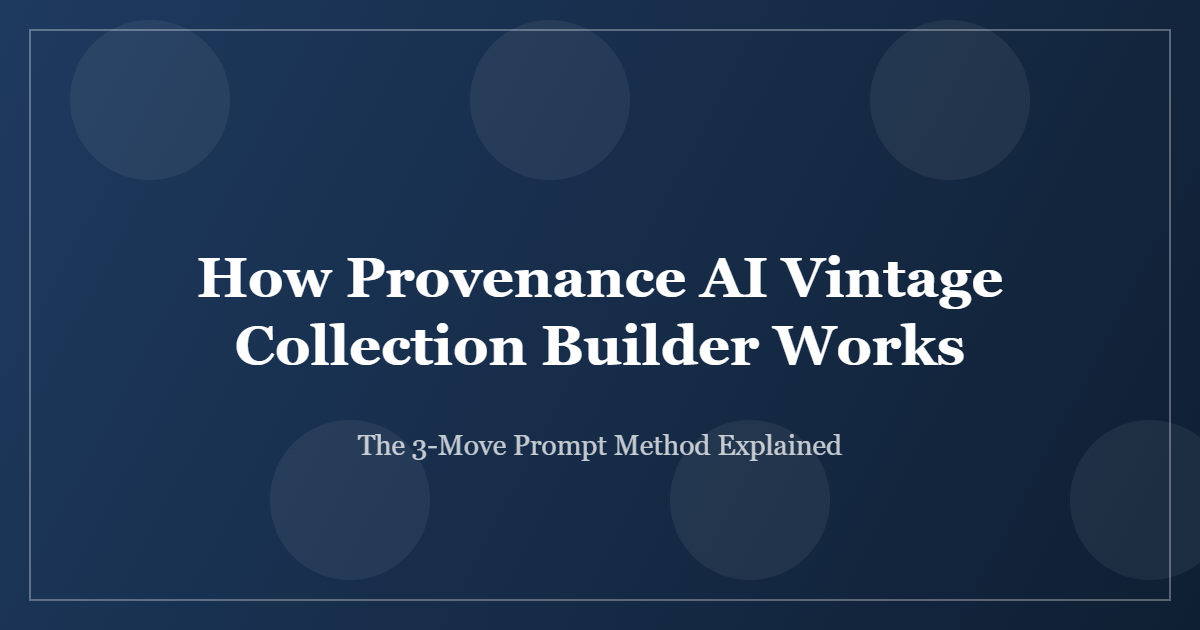 How Provenance AI Vintage Collection Builder works — the three-move prompt method