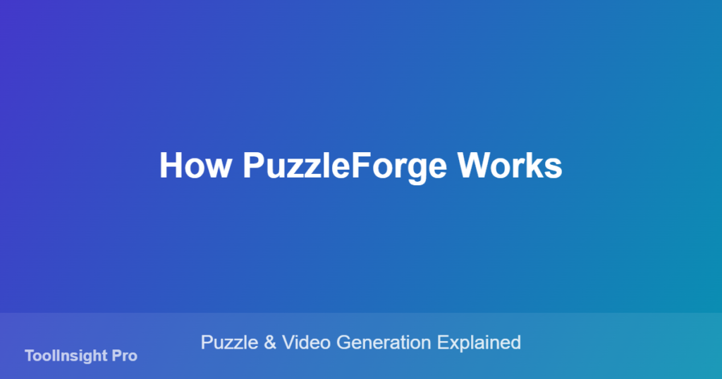 How PuzzleForge works: puzzle and solve-video generation diagram